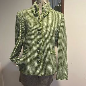 Bianca Lined Green Black Boucle Tweed Enameled Buttons US Sz 8